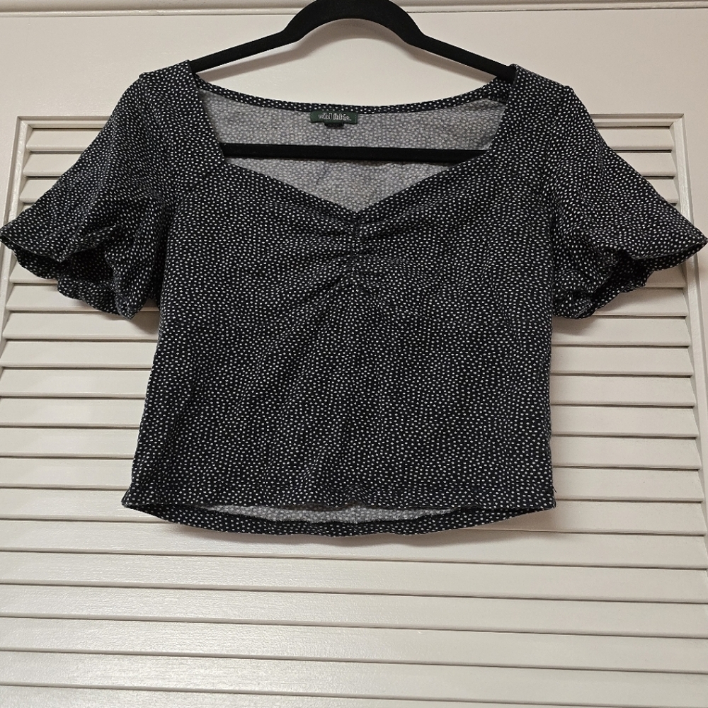 Wild Fable - Short-Sleeve Polka-Dot Crop Top